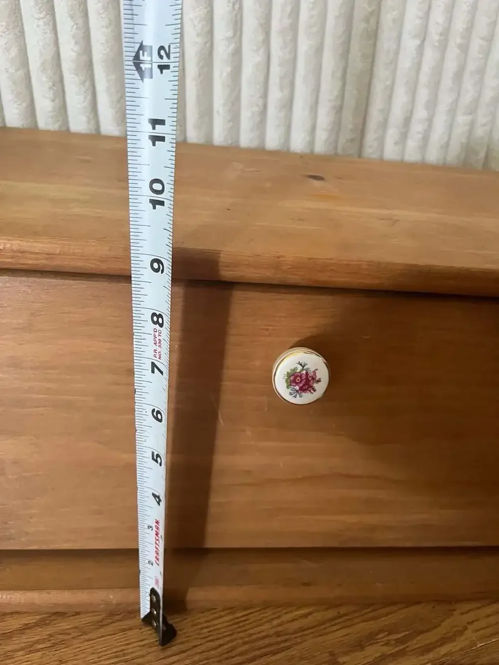 Vintage Wooden Bread Box/Mail Sorter with Floral Porcelain Knob